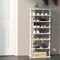 Costway Patented 7-Tier Double Rows Shoe Rack Vertical Wooden Shoe Storage Organizer Rustic White/Brown